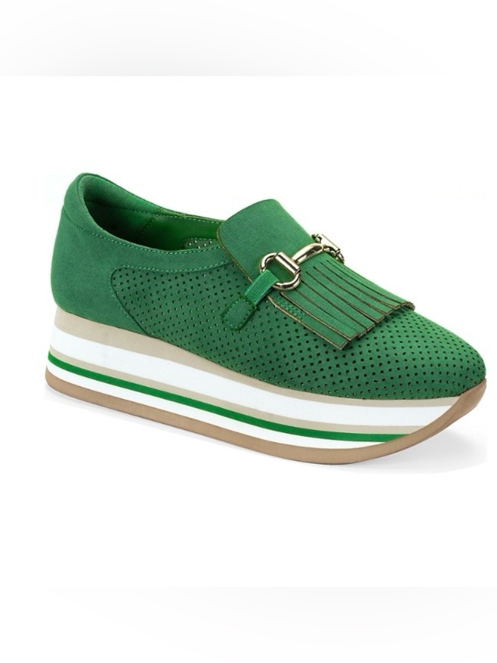 Green Platform Fringe Loafer Sneakers NWT